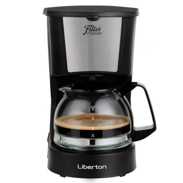 Кавоварка Liberton LCM-2200, Black/Inox, 600W, крапельна, резервуар 0.6л, мелена кава, механічне керування, підігрівання кавника, протикрапельний клапан, захист від перегріву та надлишкового тиску