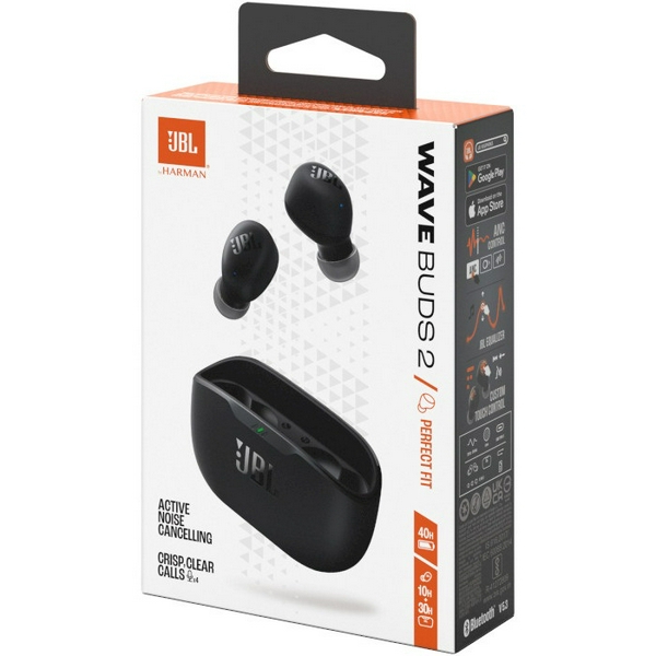 Навушники JBL Wave Buds 2, Black, Bluetooth, мікрофон, чохол з функцією зарядки, технологія "JBL Deep Bass Sound" (JBLWBUDS2BLK) - 8