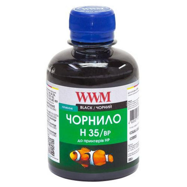 Чорнило WWM HP 21/54/121/122/129/130/131/132/140/901, Black, 200 мл, пігментне (H35/BP)