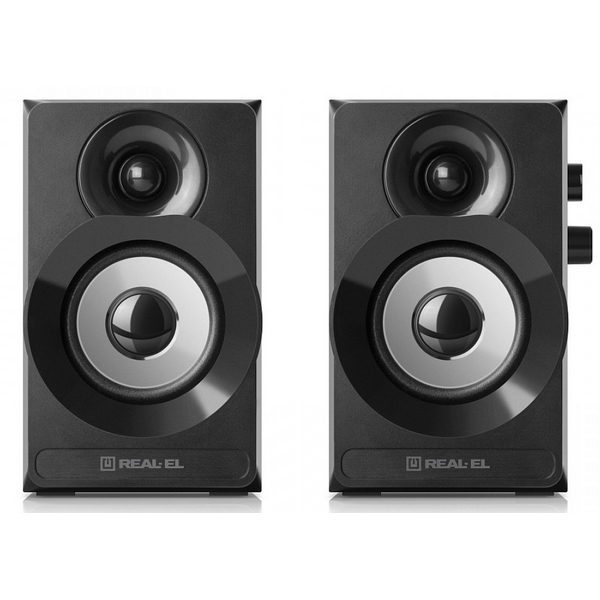Колонки 2.0 REAL-EL S-217 Black, 2 x 6 Вт, МДФ, живлення від мережі 220V, керування спереду - 3