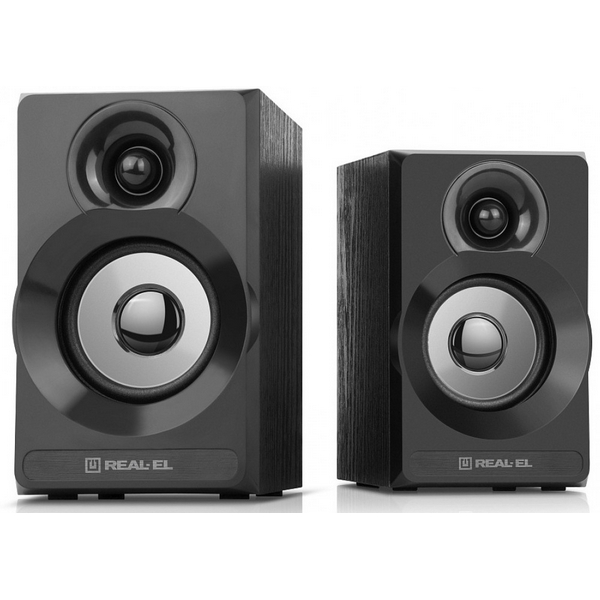 Колонки 2.0 REAL-EL S-217 Black, 2 x 6 Вт, МДФ, живлення від мережі 220V, керування спереду - 5