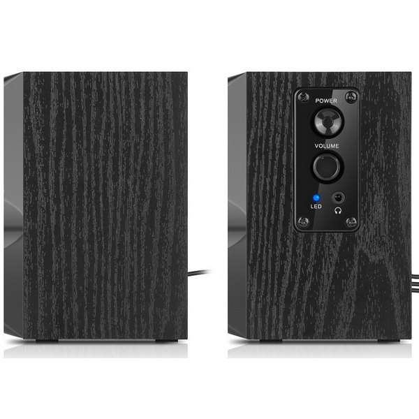 Колонки 2.0 REAL-EL S-217 Black, 2 x 6 Вт, МДФ, живлення від мережі 220V, керування спереду - 6