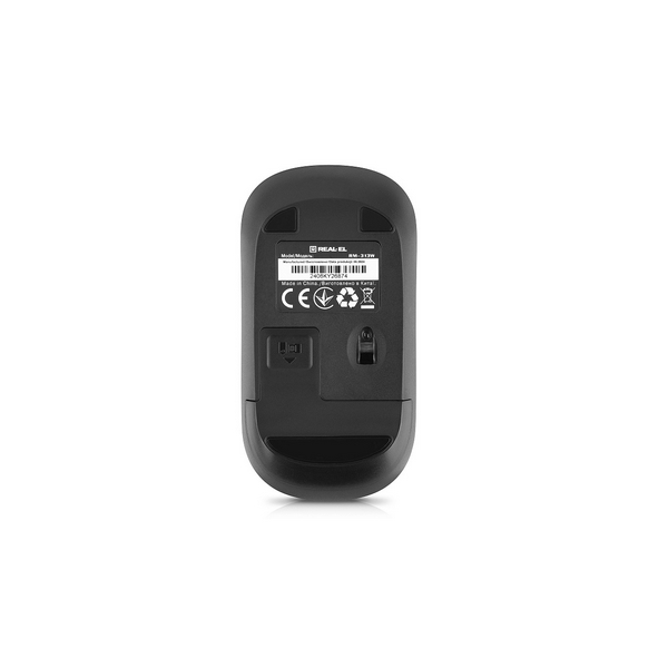 Миша REAL-EL RM-313W Wireless, Black, бездротова, USB, оптична, 1000 dpi, 2 кнопки, 2xAAA - 7