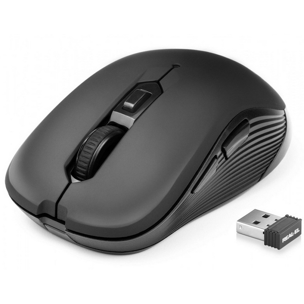 Миша REAL-EL RM-331W Wireless, Black, бездротова, USB, оптична, 1600 dpi, 5 кнопки, 2xAAA