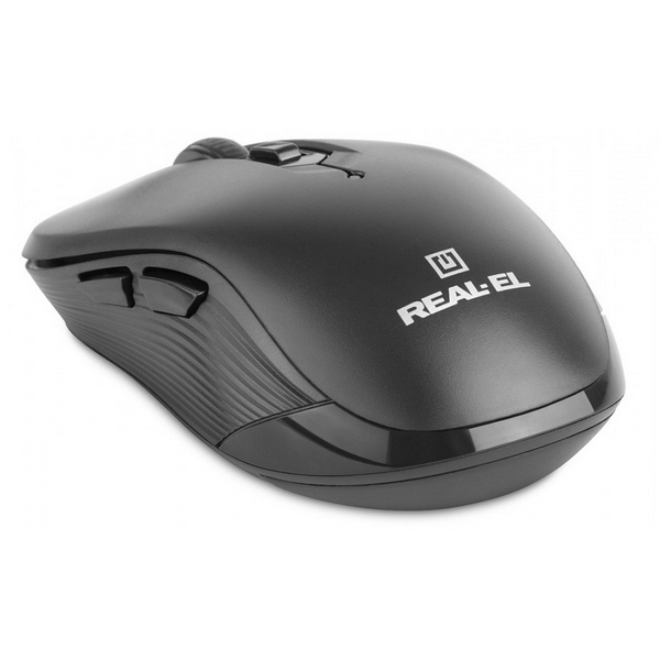 Миша REAL-EL RM-331W Wireless, Black, бездротова, USB, оптична, 1600 dpi, 5 кнопки, 2xAAA - 2