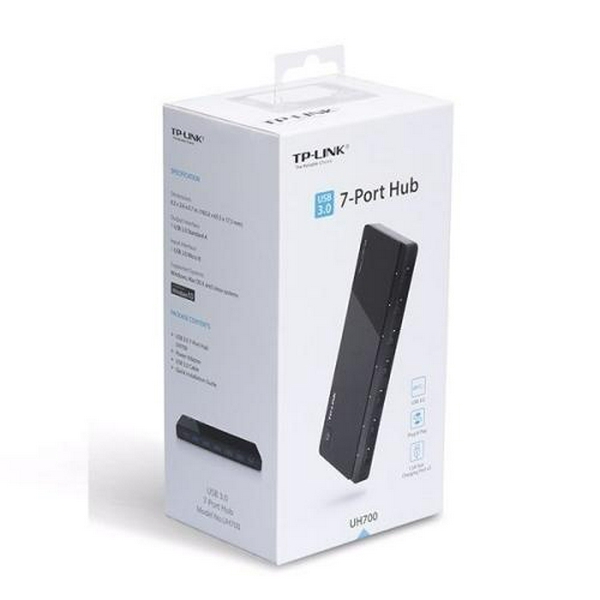 Хаб USB TP-Link UH700, Black, USB 3.0 - 7xUSB 3.0, блок живлення - 3