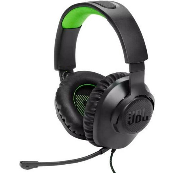 Навушники JBL Quantum 100X Console, Black, 3.5 мм, мікрофон, динаміки 40 мм, технологія "QuantumSOUND Signature", 1.2 м (JBLQ100XBLKGRN)