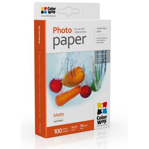 Фотопапір ColorWay, матовий, A6 (10x15), 190 г/м², 100 арк (PM1901004R)