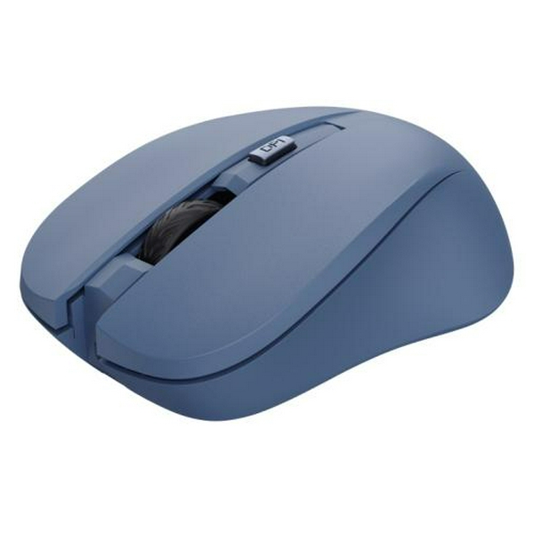 Миша бездротова Trust Mydo Silent, Blue, USB 2.4GHz, оптична, 1000/1400/1800 dpi, 4 кнопки, зниження звуку клацання миші мінімум на 90%, гніздо для зберігання приймача USB, 1xAA (25041) - 3
