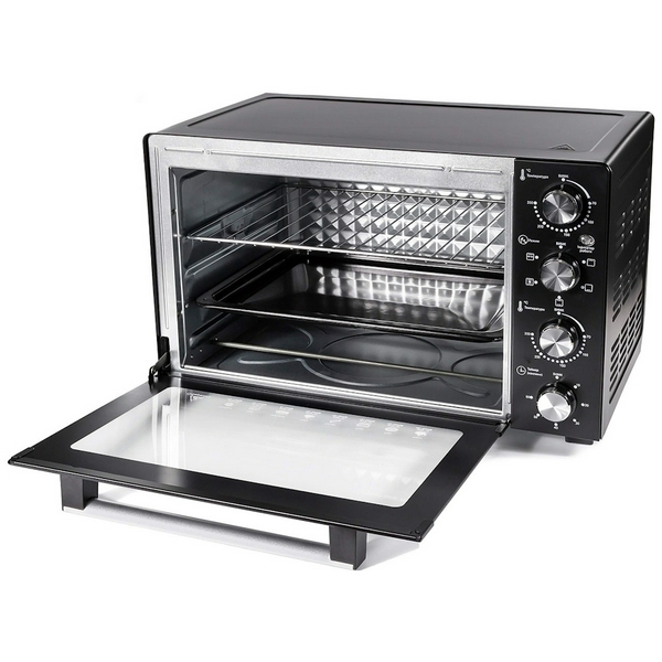 Електродуховка Holmer HEO-248CRL Black, 1700w, 48л, конвекція, внутрішня підсвітка, в комплекті деко з антипригарним покриттям та решітка гриль, індикатор роботи, таймер, 70-250 °C, фіксація відкритого положення дверцят - 3