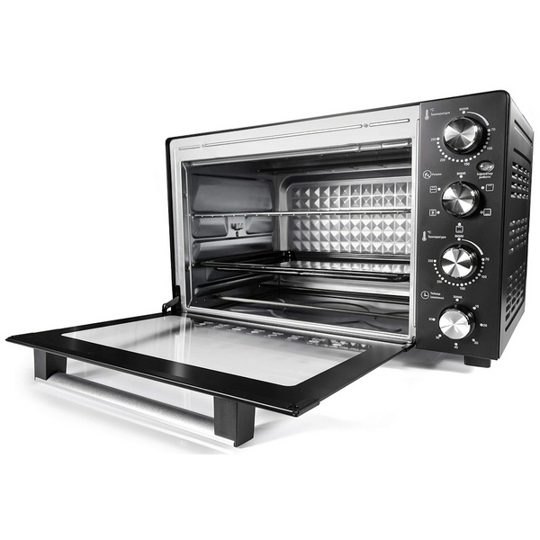 Електродуховка Holmer HEO-248CRL Black, 1700w, 48л, конвекція, внутрішня підсвітка, в комплекті деко з антипригарним покриттям та решітка гриль, індикатор роботи, таймер, 70-250 °C, фіксація відкритого положення дверцят - 4