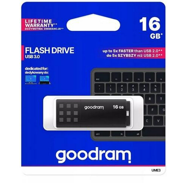 Флеш накопичувач USB 16Gb Goodram UME3, Black, USB 3.2 Gen 1, до 60/20 МБ/с (UME3-0160K0R11) - 2