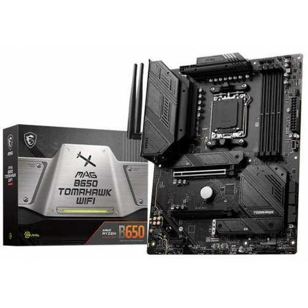 Материнська плата AM5 MSI MAG B650 TOMAHAWK WIFI, B650, 4xDDR5, Int.Video (CPU), 6xSATA3, 3xM.2, 2xPCI-E 4.0 16x, 1xPCI-E 3.0 1x, ALC4080, RTL8125B, WiFi 6, Bluetooth 5.2, 10xUSB3.2/6xUSB2.0, HDMI/DP, ATX