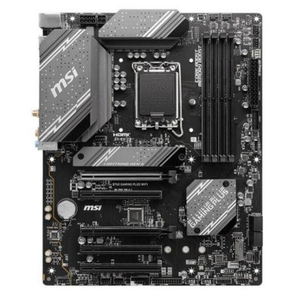 Материнська плата LGA1700, MSI B760 GAMING PLUS WIFI, B760, 4xDDR5, Int.Video(CPU), 4xSATA3, 2xM.2, 2xPCI-E 16x 4.0, 3xPCI-E 16x 3.0, ALC897, RTL8125BG, WiFi 6E, Bluetooth 5.3, 8xUSB3.2/6xUSB2.0, HDMI/DP, ATX - 2