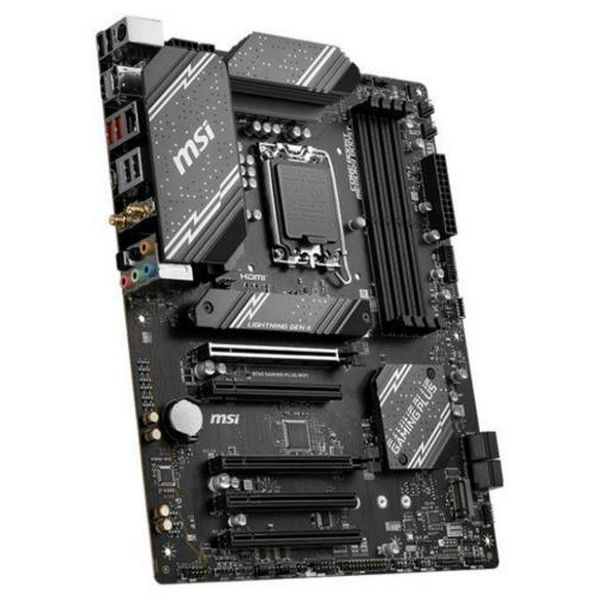 Материнська плата LGA1700, MSI B760 GAMING PLUS WIFI, B760, 4xDDR5, Int.Video(CPU), 4xSATA3, 2xM.2, 2xPCI-E 16x 4.0, 3xPCI-E 16x 3.0, ALC897, RTL8125BG, WiFi 6E, Bluetooth 5.3, 8xUSB3.2/6xUSB2.0, HDMI/DP, ATX - 4