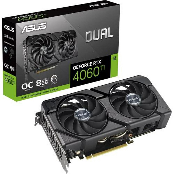 Відеокарта GeForce RTX 4060 Ti, Asus, DUAL EVO OC, 8Gb GDDR6, 128-bit, HDMI/3xDP, 2595/18000 MHz, 8-pin (DUAL-RTX4060TI-O8G-EVO)