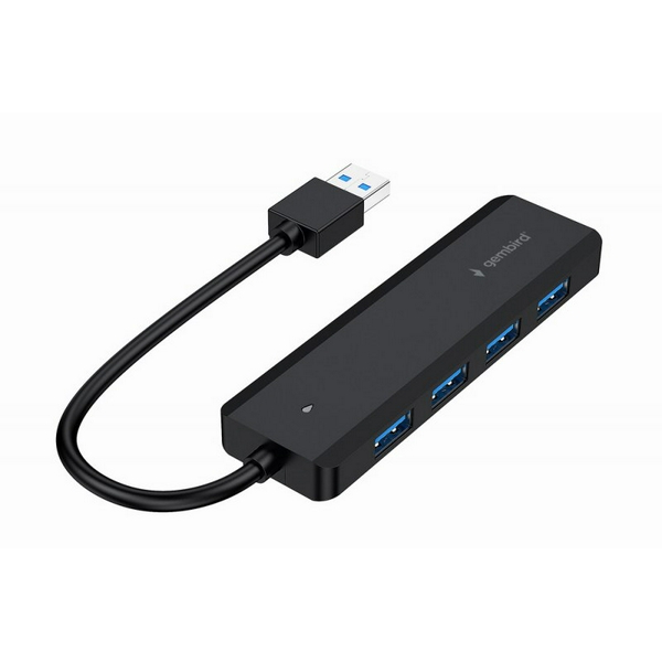 Хаб USB Gembird UHB-U3P4P-02, Black, USB 3.1 - 4xUSB 3.1, кабель 15 см, додаткове живлення через Type-C порт - 2