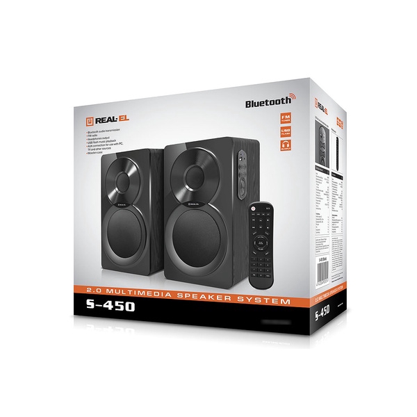 Колонки 2.0 REAL-EL S-405 Black, 2 x 4 Вт, BT, пластиковий корпус - 7