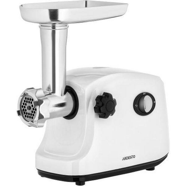 М'ясорубка Ardesto MGA-1735R, White, 1600Вт, 3 диски, насадки домашніх ковбасок та кеббе, реверс, 1.6 кг/хв