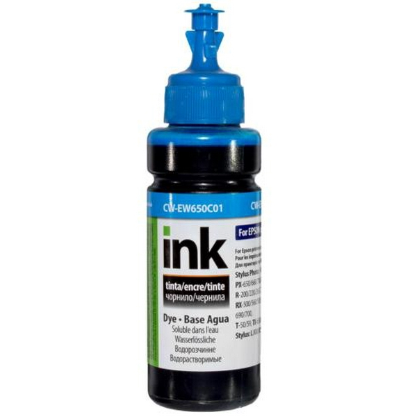 Чорнило ColorWay Epson T50/59, P50, TX650/700/800, PX660/700, R270/390, Cyan, 100 мл (CW-EW650C01)