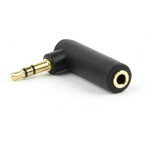 Перехідник звуковий, 3.5 мм (M) - 3.5 мм (F), Black, Cablexpert, кутовий роз'єм (A-3.5M-3.5FL)
