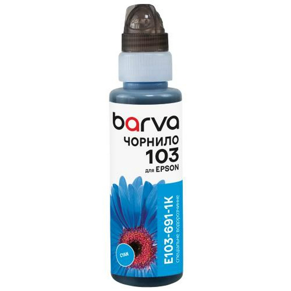 Чорнило Barva Epson 103, Cyan, для L1110/L3100/L3200/L3150/L3250/L3550/L5190/L5590, 100 мл, водорозчинне, флакон OneKey (E103-691-1K)