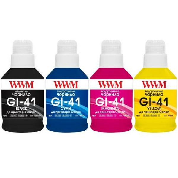 Комплект чорнил WWM Canon G1420/G1460/G2420/G2460/G3420/G3460, 4x190 мл (G41SET4)