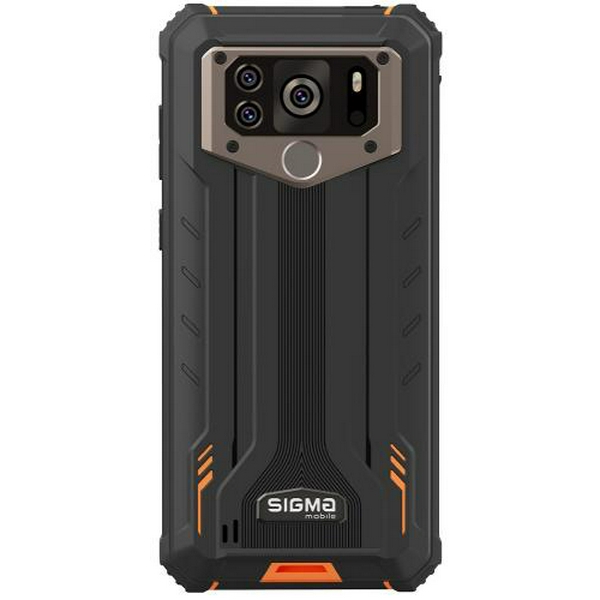 Смартфон Sigma mobile X-treme PQ55 Black/Orange, 2 Nano-Sim, 6.53" (1600x720) IPS HD+, MediaTek Helio P22, RAM 6Gb, ROM 64Gb, microSD, GPS, Wi-Fi, LTE, 4 Cam (20Mp + 8Mp + 0.3Mp + 5Mp), Li-Ion 15000mAh, Android 13 - 2