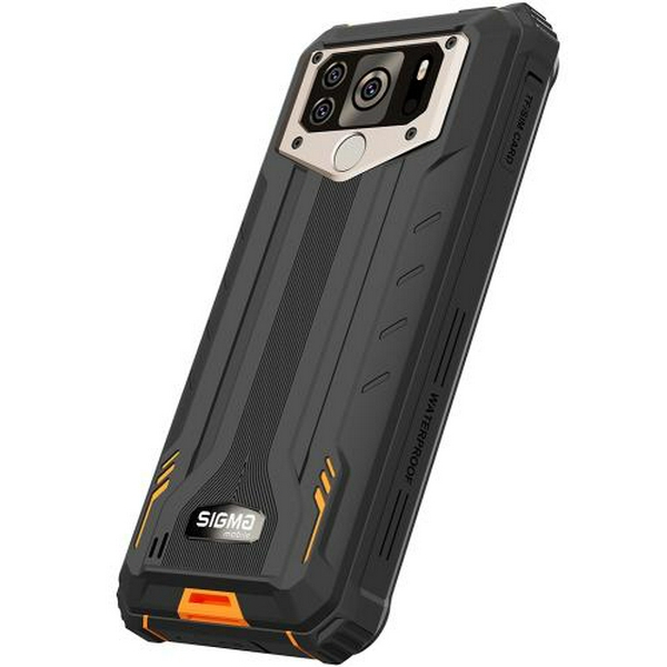 Смартфон Sigma mobile X-treme PQ55 Black/Orange, 2 Nano-Sim, 6.53" (1600x720) IPS HD+, MediaTek Helio P22, RAM 6Gb, ROM 64Gb, microSD, GPS, Wi-Fi, LTE, 4 Cam (20Mp + 8Mp + 0.3Mp + 5Mp), Li-Ion 15000mAh, Android 13 - 4