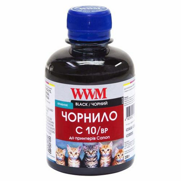 Чорнило WWM Canon PG-510/512/440, PGI-425Bk/520Bk, Black, 200 мл, пігментне (C10/BP)