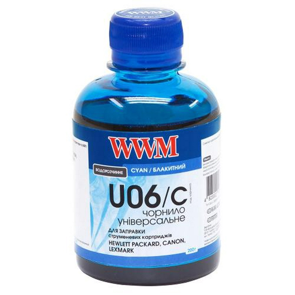 Чорнило універсальне WWM Canon / HP / Lexmark, Cyan, 200 мл, водорозчинне (U06/C)