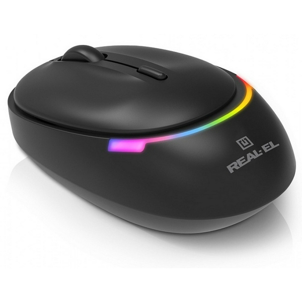 Миша REAL-EL RM-440W Rechargeable Wireless, Black, бездротова, Type-C, BT, RGB, оптична, 1600 dpi, 3 кнопки - 5