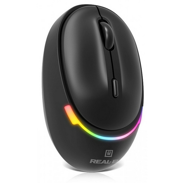 Миша REAL-EL RM-440W Rechargeable Wireless, Black, бездротова, Type-C, BT, RGB, оптична, 1600 dpi, 3 кнопки - 8