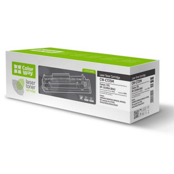 Картридж Canon 725, Black, LBP-6000/6020, MF3010, 1600 стор, ColorWay (CW-C725M)
