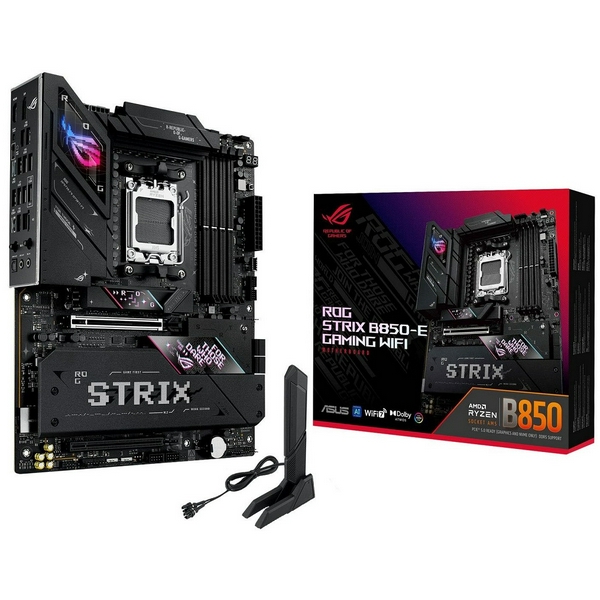 Материнська плата AM5 Asus ROG STRIX B850-E GAMING WIFI, B850, 4xDDR5, Int.Video (CPU), 4xSATA3, 5xM.2, 1xPCI-E 5.0 x16, 1xPCI-E 4.0 x16, ALC4080 + SV3H712, Realtek 5Gb, WiFi 7, Bluetooth 5.4, 10xUSB 3.2 / 8xUSB 2.0, HDMI/DP, ATX
