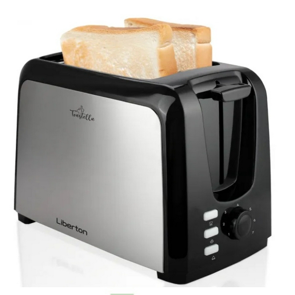 Тостер Liberton LET-5702, Black/Silver, 750W, 2 тости, 2 відділення, 7 режимів підсмажування, з'ємний піддон для крихт