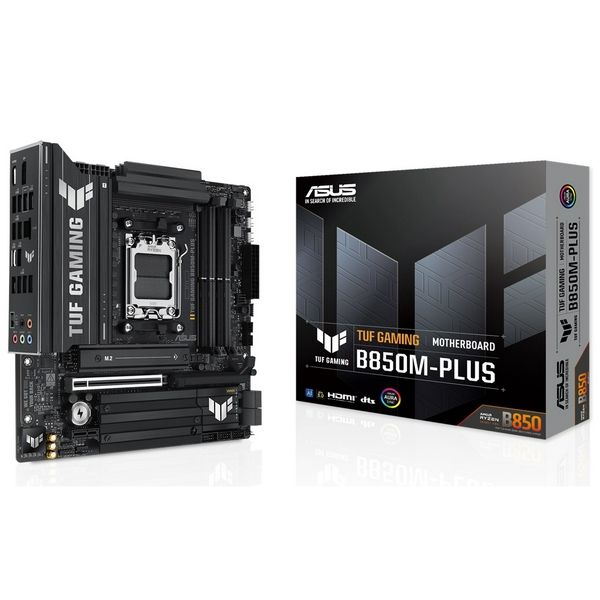 Материнська плата AM5 Asus TUF GAMING B850M-PLUS, B850, 4xDDR5, Int.Video (CPU), 4xSATA3, 3xM.2, 1xPCI-E 5.0 x16, 1xPCI-E 4.0 x1, ALC1220P, Realtek 2.5Gb, 10xUSB 3.2 / 6xUSB 2.0, HDMI/DP, MicroATX