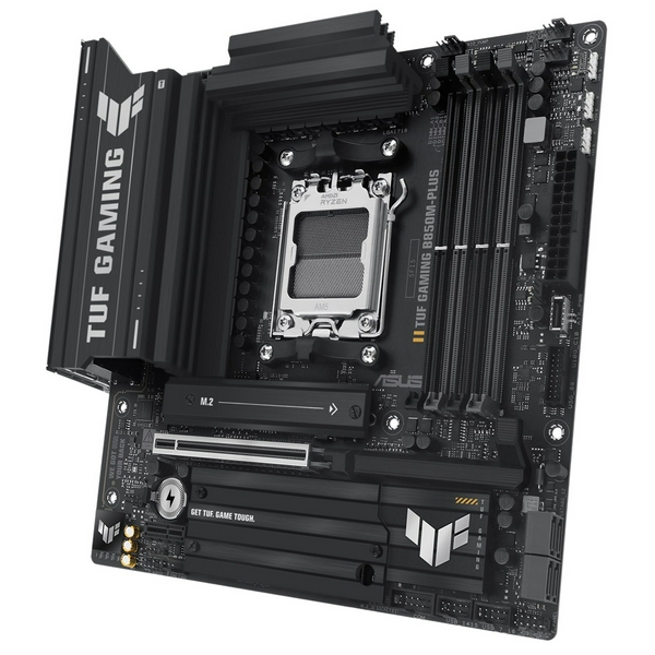 Материнська плата AM5 Asus TUF GAMING B850M-PLUS, B850, 4xDDR5, Int.Video (CPU), 4xSATA3, 3xM.2, 1xPCI-E 5.0 x16, 1xPCI-E 4.0 x1, ALC1220P, Realtek 2.5Gb, 10xUSB 3.2 / 6xUSB 2.0, HDMI/DP, MicroATX - 4