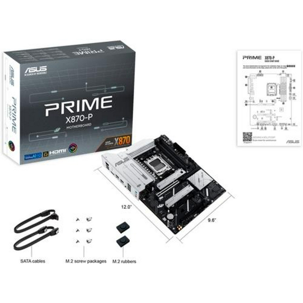 Материнська плата AM5 Asus PRIME X870-P, X870, 4xDDR5, Int.Video (CPU), 2xSATA3, 4xM.2, 1xPCI-E 5.0 x16, 2xPCI-E 4.0 x16, Realtek 7.1, Realtek 2.5Gb, HDMI/Type-C, ATX - 9