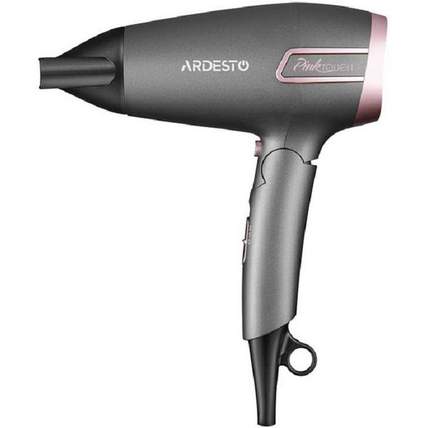 Фен Ardesto HD-R350PT, Gray/Pink, 2000W, 2 швидкості, 2 режими, концентратор, функція "Cool Shot", захист від перегріву, складна ручка, DC двигун