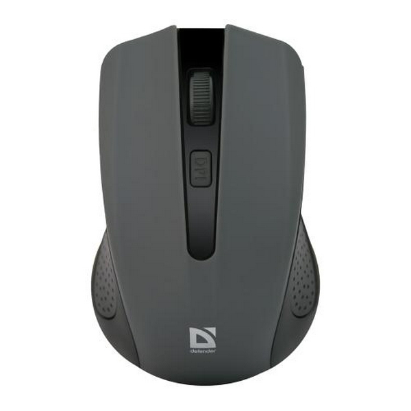 Миша бездротова Defender Accura MM-935, Gray/Black, USB, оптична, 800/1200/1600 dpi, 4 кнопки, 2xAAA, покриття "Soft Touch" (52936)