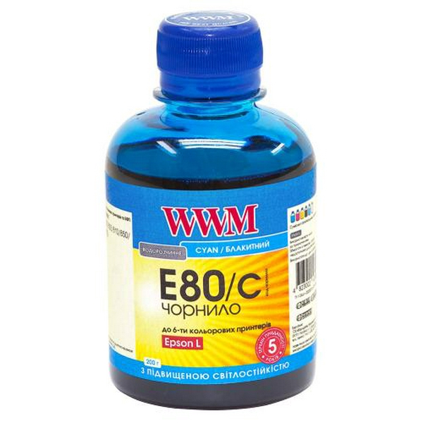 Чорнило WWM Epson L800/L805/L810/L850/L1800, Cyan, 200 мл, водорозчинне (E80/C)