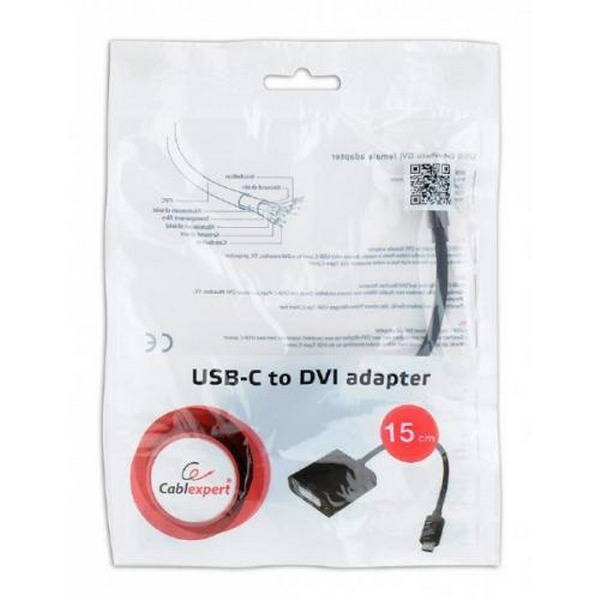 Перехідник Type-C (M) - DVI-I (F), Cablexpert, Black, 15 см (A-CM-DVIF-01) - 2