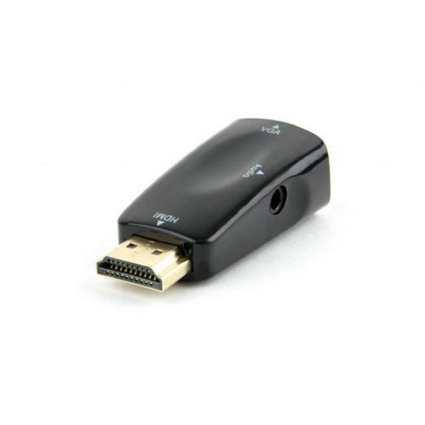 Перехідник HDMI (M) - VGA (F), Cablexpert, Black, 3.5 мм для передачі звуку (AB-HDMI-VGA-02) - 2