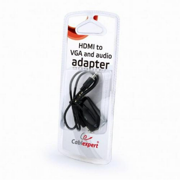 Перехідник HDMI (M) - VGA (F), Cablexpert, Black, 3.5 мм для передачі звуку (AB-HDMI-VGA-02) - 4