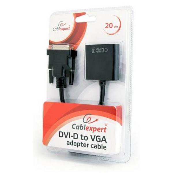 Перехідник DVI-D (M) - VGA (F), Cablexpert, Black, 20 см (AB-DVID-VGAF-01) - 2