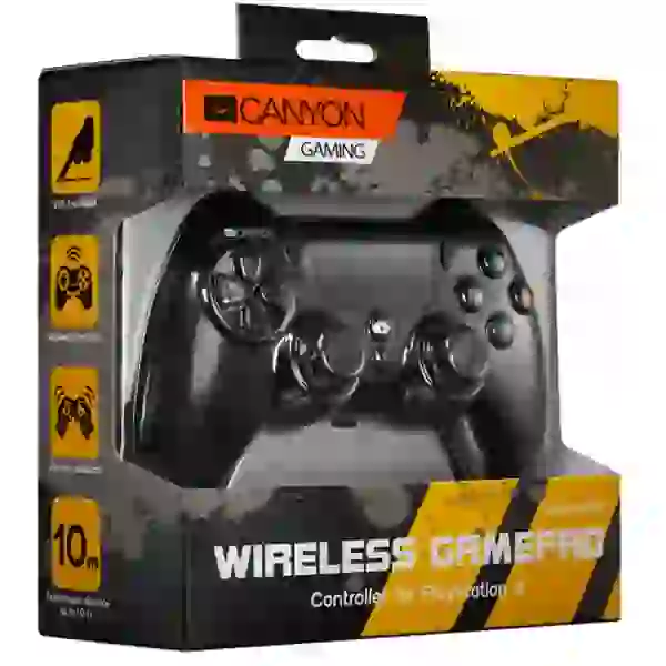 Геймпад Canyon для PlayStation 4, Black, бездротовий, з тачпадом, LED підсвічування, подвійний мотор для чутливого відгуку, макроси (CND-GPW5) - 4