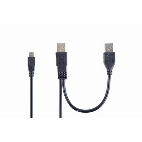 Кабель USB 2.0 AM - miniUSB (5P), 0.9 м, Black, Cablexpert, додаткове USB живлення (CCP-USB22-AM5P-3) - 2