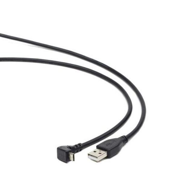 Кабель USB 2.0 AM - microUSB (5P), 1.8 м, Black, Cablexpert, кутовий роз'єм (CCP-mUSB2-AMBM90-6)