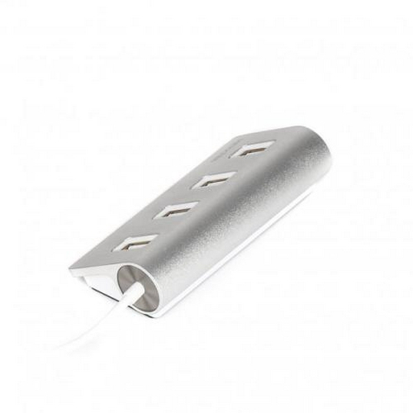 Хаб USB Maxxter HU2A-4P-01, Silver, USB 2.0 - 4xUSB 2.0, кабель 30 см, алюмінієвий корпус - 2